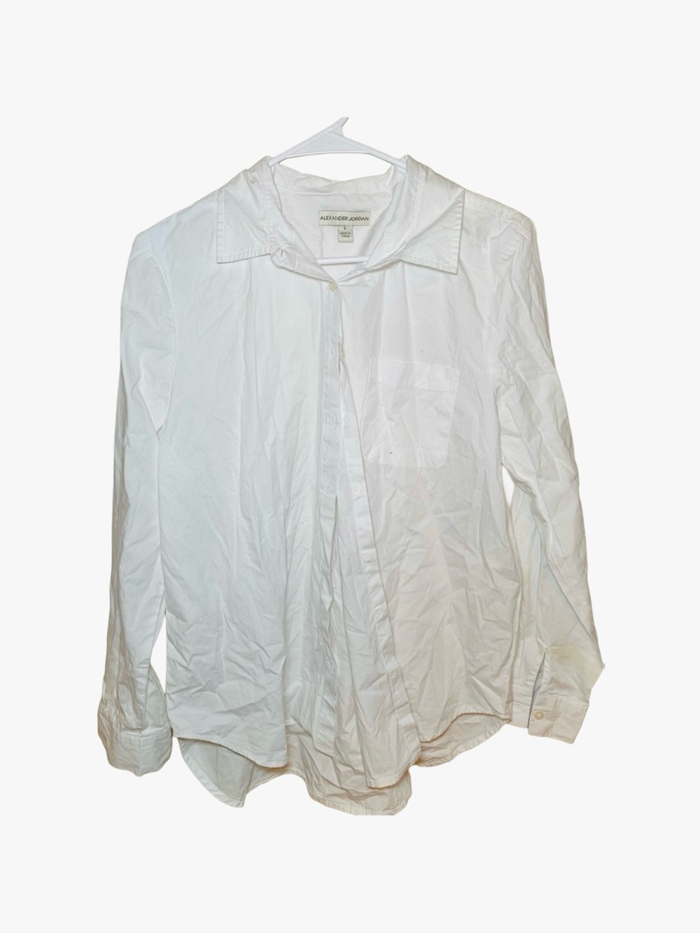ALEXANDER JORDAN White Long Sleeve Button Down Shirt Blouse Top Women's Size L